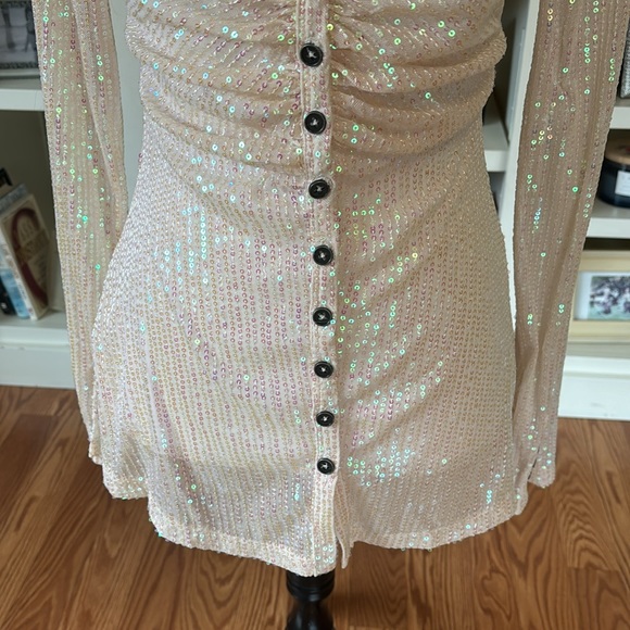 NWT Free People Sequin Shirt Christmas Holiday Sparkle Boho Festival Size Small - Picture 3 of 15